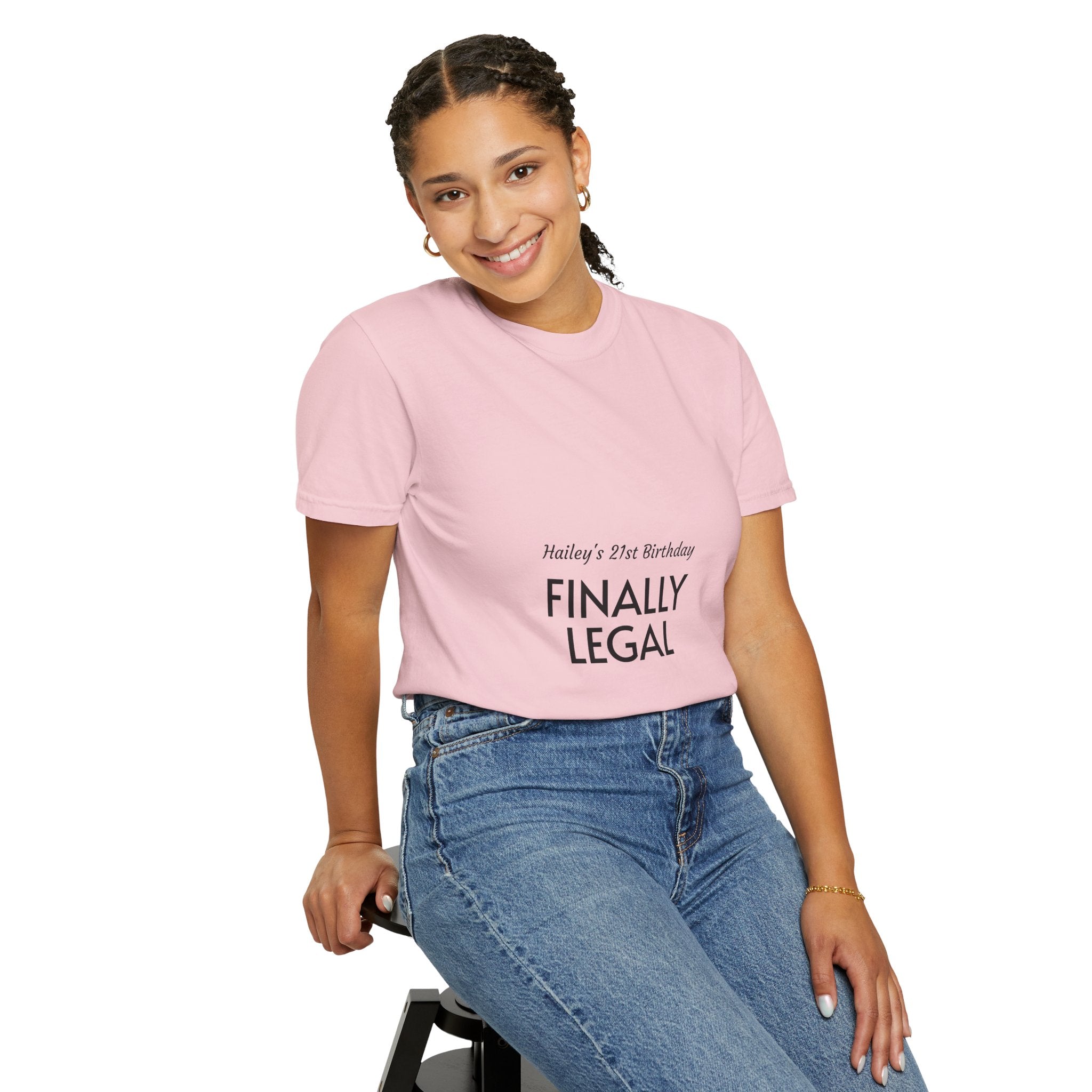Finally Legal 21st Birthday T-Shirt — "Finally Legal" Front & "Oh My Stars" Back Birthday Tee