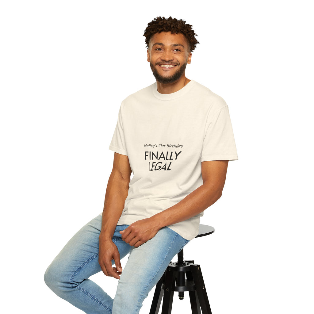 Finally Legal 21st Birthday T-Shirt — "Finally Legal" Front & "Oh My Stars" Back Birthday Tee