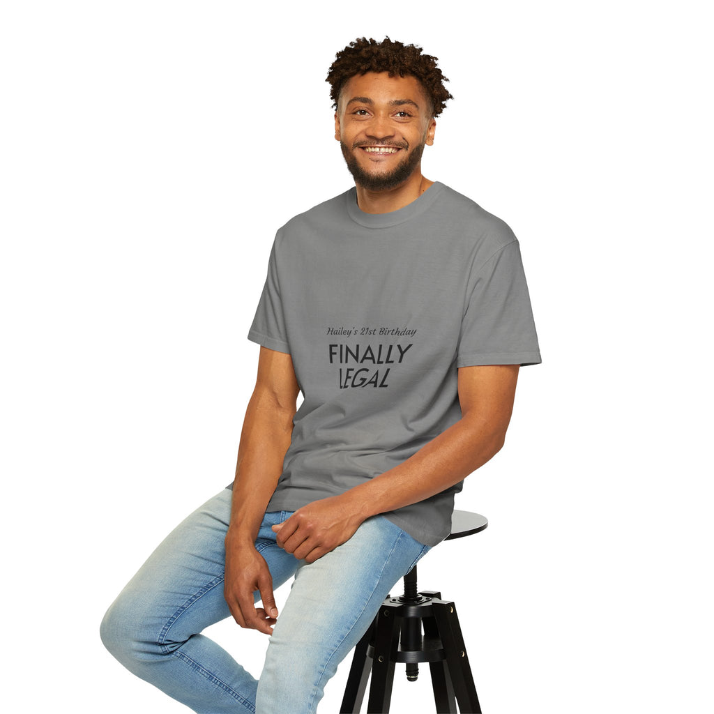 Finally Legal 21st Birthday T-Shirt — "Finally Legal" Front & "Oh My Stars" Back Birthday Tee