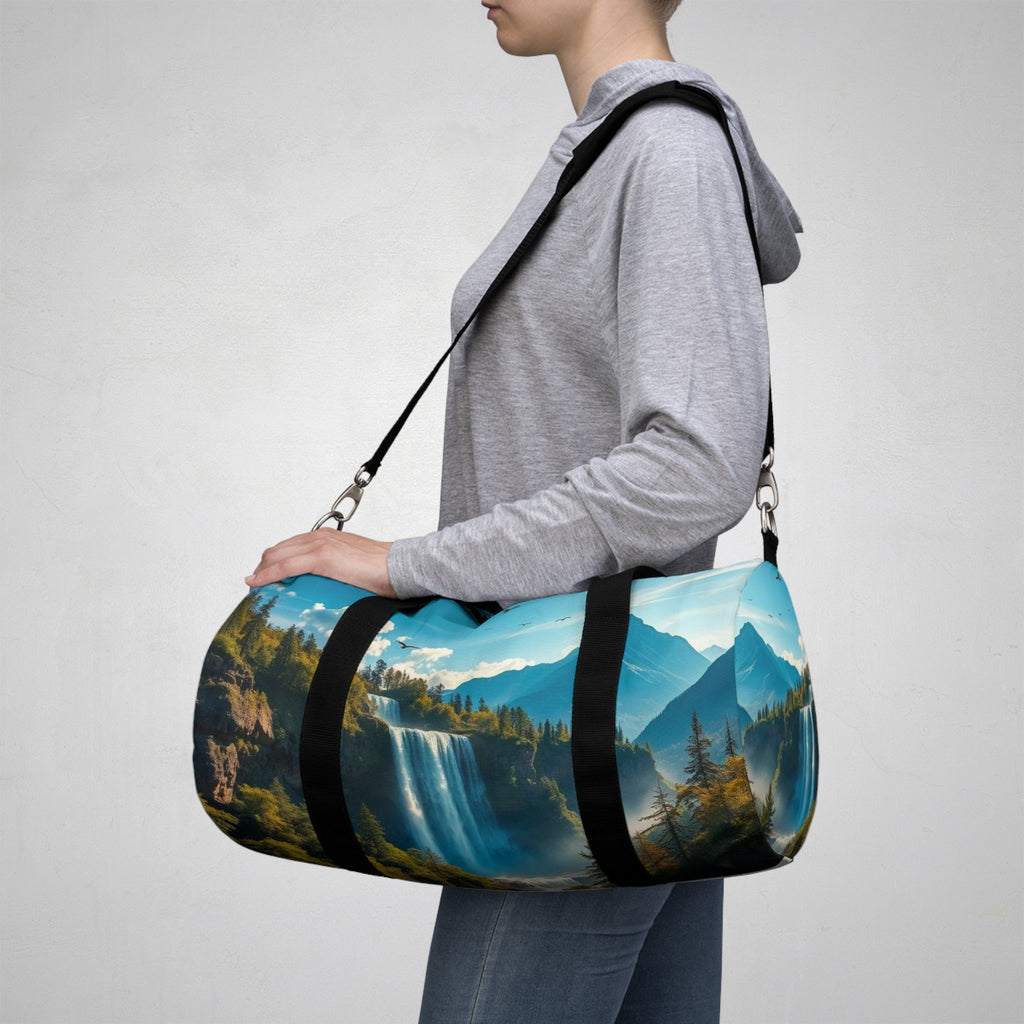 Scenic Waterfall Travel Duffel Bag — Nature Landscape Gym & Weekend Bag