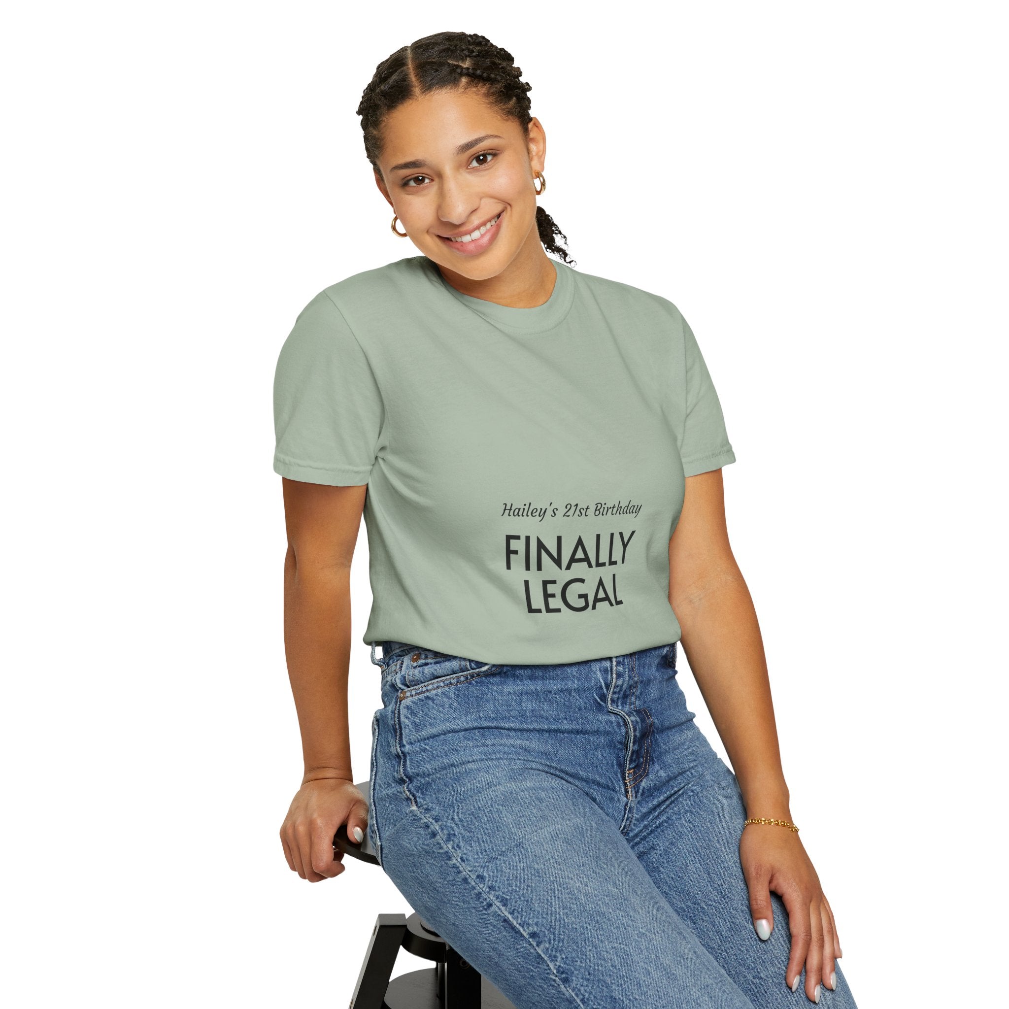 Finally Legal 21st Birthday T-Shirt — "Finally Legal" Front & "Oh My Stars" Back Birthday Tee