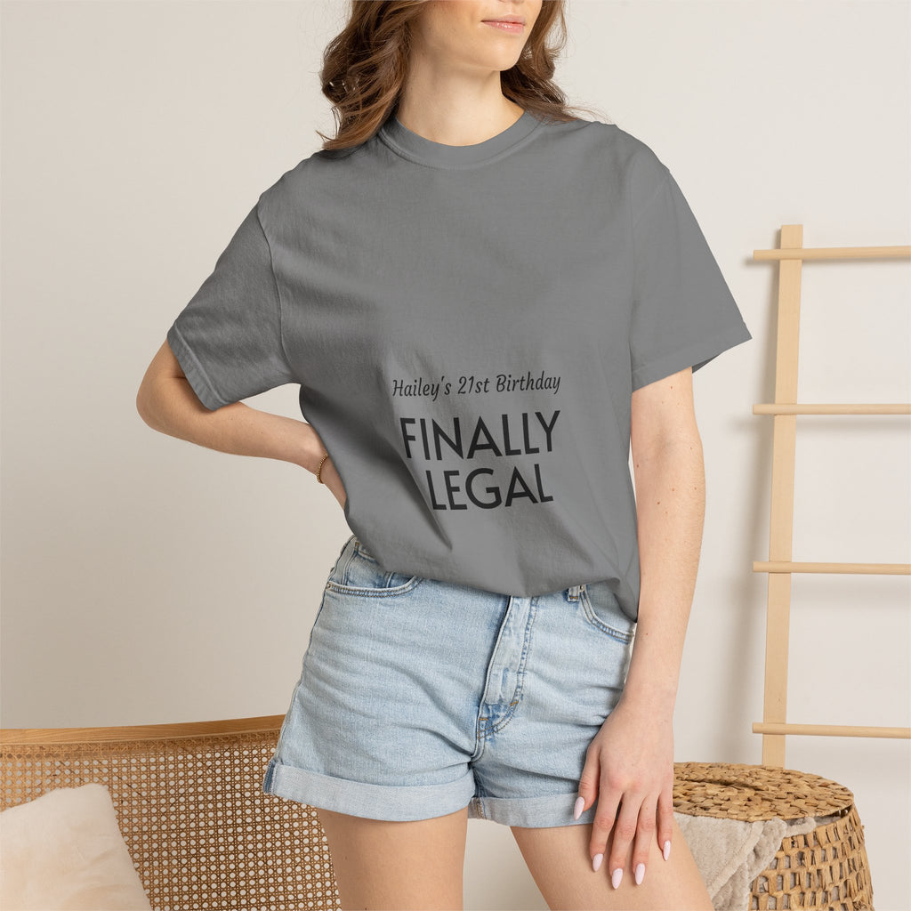 Finally Legal 21st Birthday T-Shirt — "Finally Legal" Front & "Oh My Stars" Back Birthday Tee