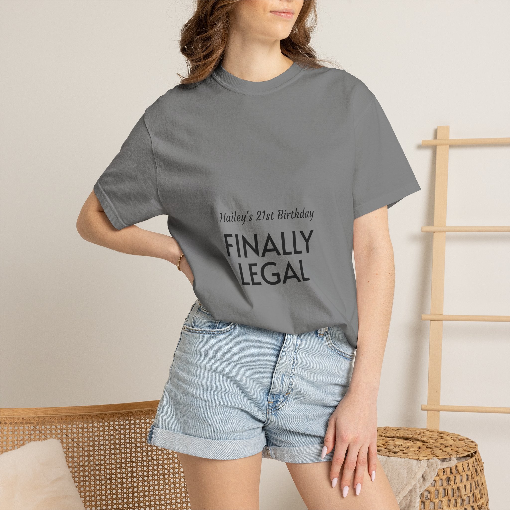 Finally Legal 21st Birthday T-Shirt — "Finally Legal" Front & "Oh My Stars" Back Birthday Tee